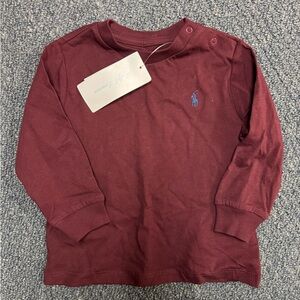 Ralph Lauren Red Long Sleeve Tee Classic Crew Neck